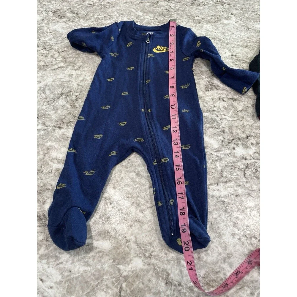 Nike Baby Logo Allover Print Long Sleeve Footed One Piece Pajama Size 3 Months - Picture 7 of 10